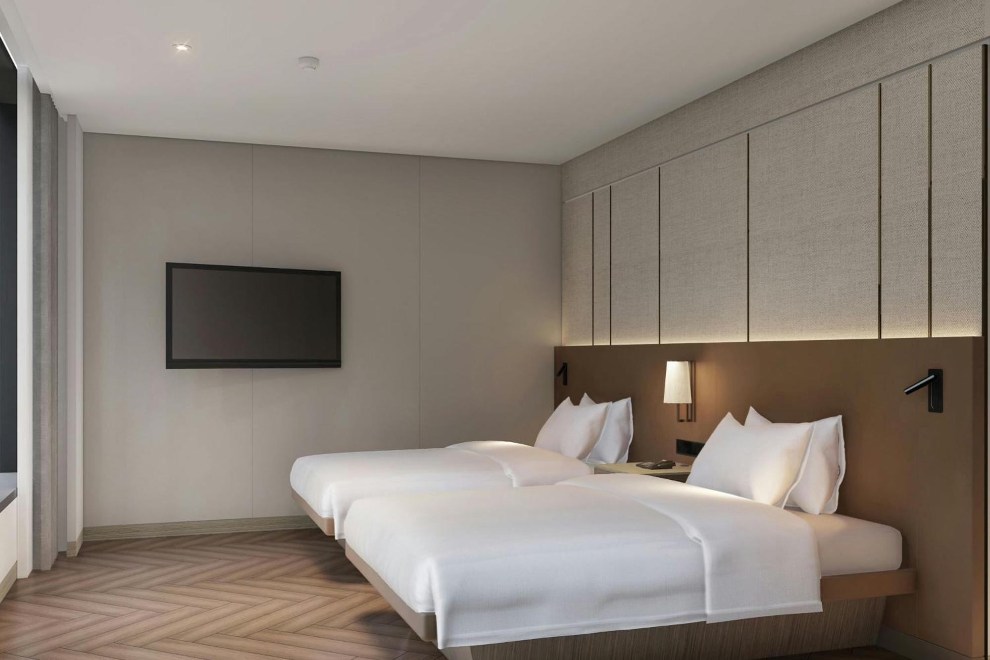 Large Double Room with Two Double Beds and City View